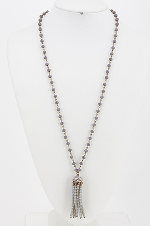 Beaded Detail Necklace with Tassel Detail Charm 5JBF1